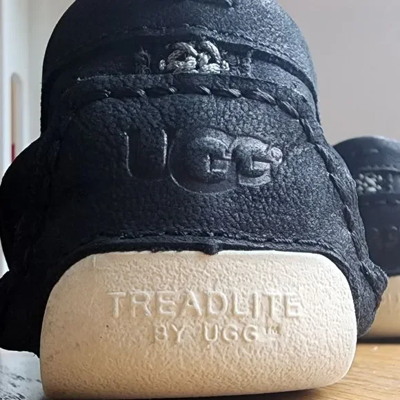 UGG Henrick Stripe Perf Loafer Black Men Sz 9 Energ Nubuck Leather Treadlite - Picture 10 of 16